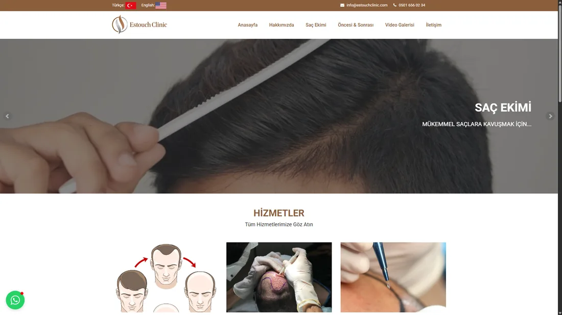 Estouch Clinic kurumsal web sitesi ekran görüntüsü